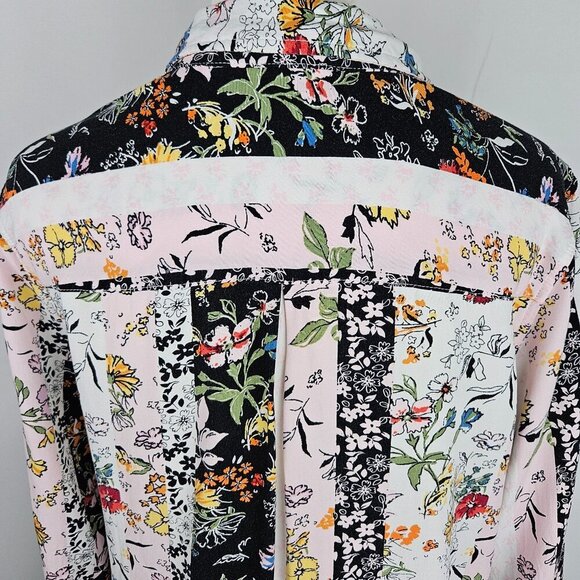 KC Khakis & Co Button-Up Tunic Dress Medium Floral Stripe Cottagecore - Picture 4 of 11